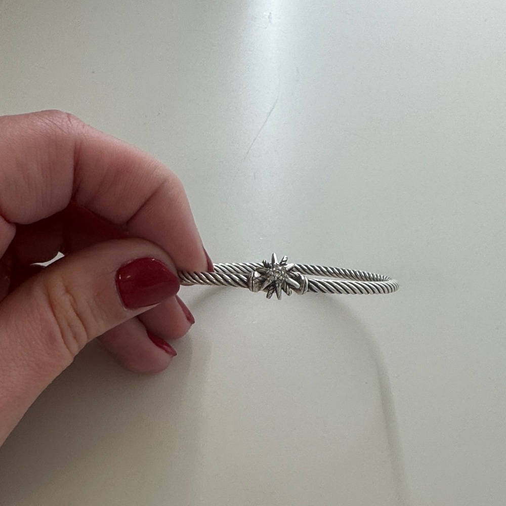 David Yurman | Twisted Starbust Bangle Bracelet in 925 Sterling Silver & Diamond